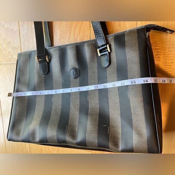 Vintage Fendi Coated Canvas Tote Bag with Leather Trim and Top Zip Closure - Picture 3 of 14